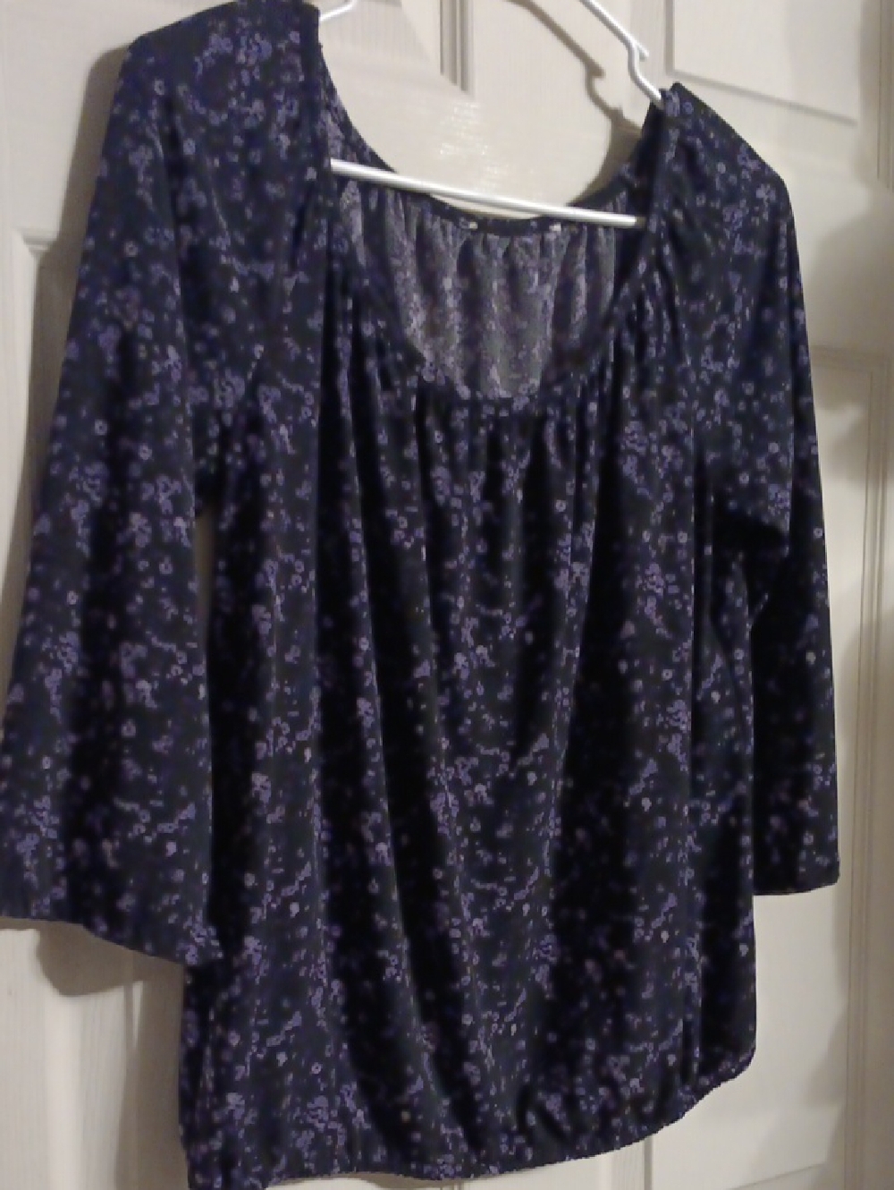Michael Kors Black and Purple Floral Print Top